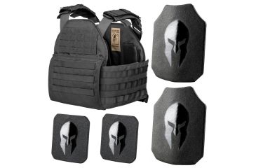 Image of Spartan Armor Systems Armor Systems AR550 Level III+ Body Armor And 10x12 Sentinel Plate Carrier Package, Black, Medium-Extra Large, P55-STNL1012-BK-kit
