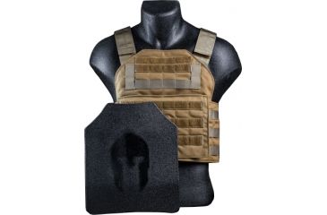 Image of Spartan Armor Systems Armor Systems AR550 Bcs Plate Carrier And Body Armor Platform Single Curve, Base Coat, Coyote Tan, Medium-Extra Large SAS-PKG550-BCS-CT-KIT