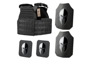 Image of Spartan Armor Systems Spartan Armor/Sentinel Plate Carrier and AR550 Level III+ Body Armor Package, Black, Adjustable, SAS-PKG550-STNL-BK-KIT, SAS-PKG550-STNL-BK-KIT