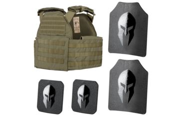 Image of Spartan Armor Systems Spartan Omega AR500 Body Armor and Sentinel Plate Carrier Package, Spartan Green, Adjustable, SAS-AR500PKG-STNL-SG-SPEC-KIT, SAS-AR500PKG-STNL-SG-SPEC-KIT