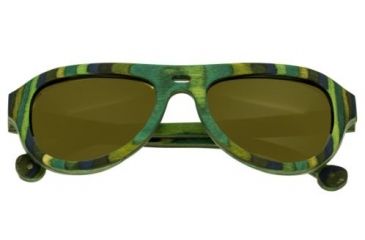 Image of Spectrum Lopez Wood Sunglasses, Green Stripe Frame, Brown Lens, Green Stripe/Brown, One Size, SSGS111BN