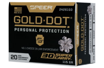 Image of Speer 30 Super Carry 115 Grain GDHP Nickle Plated Brass Centerfire Pistol Ammo, 20 Rounds, 24261GD