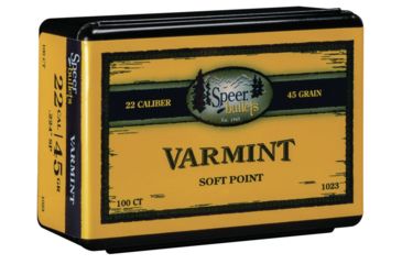 Image of Speer Varmint .224 Rifle Bullet, 45 Grain, Jacketed Soft Point, 100 Bullets, 1023
