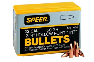 Image of Speer TNT .224 Rifle Bullet, 50 Grain, Jacketed Hollow Point, 100 Bullets, 1030