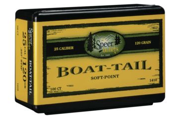 Image of Speer Bullets 1410 Boat-Tail 25 Caliber .257 120 GR Jacketed Soft Point Boat T