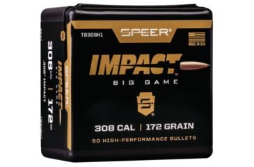 Image of Speer Bullets TB308H1 Impact 30 Caliber .308 172 GR Slipstream Polymer Tip 50