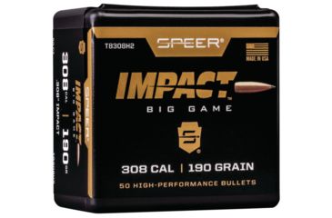 Image of Speer Bullets TB308H2 Impact 30 Caliber .308 190 GR Slipstream Polymer Tip 50 B