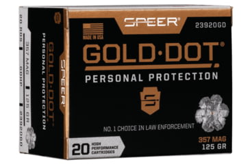 Image of Speer Gold Dot Pistol Ammo, .357 Magnum, Gold Dot Hollow Point, 125 grain, 20 Rounds, 23920GD