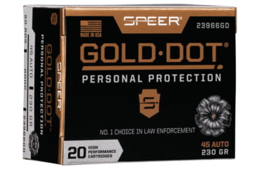 Image of Speer Gold Dot .45 ACP 230 Grain Hollow Point Centerfire Pistol Ammo, 20 Rounds, 23966GD