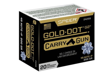 Image of Speer Gold Dot .45 ACP +P 200 Grain Gold Dot Hollow Point Centerfire Pistol Ammo, 20 Rounds, 24258