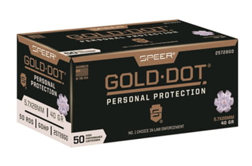 Image of Speer Gold Dot 5.7x28mm 40 Grain Hollow Point Centerfire Pistol Ammo, 50 Rounds, 25728GD