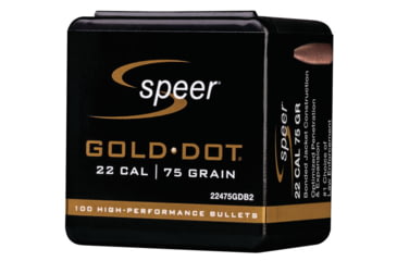 Image of Speer Gold Dot Rifle Component Bullet .224 Rifle Bullet, 75 Grain, Soft Point, 100 Bullets, 22475GDB2