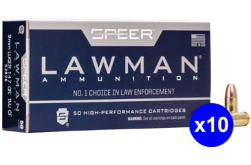 Image of Speer Lawman Handgun CleanFire Training, 9 mm Luger, 147 Grain, TMJ, Brass Cased, Centerfire Pistol Ammo