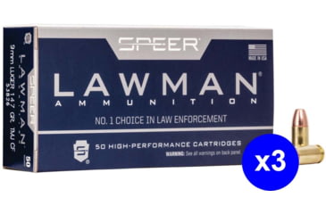 Image of Speer Lawman Handgun CleanFire Training, 9 mm Luger, 147 Grain, TMJ, Brass Cased, Centerfire Pistol Ammo