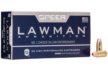 Image of Speer Lawman CleanFire Training, 9 mm Luger, 147 Grain, TMJ, Brass Cased, Centerfire Pistol Ammo, 50 Rounds, 53826