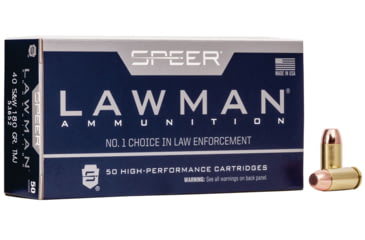 Image of Speer Lawman Training .40 S&amp;W 180 Grain Total Metal Jacket Centerfire Pistol Ammo, 50 Rounds, 53652