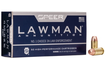 Image of Speer Lawman Handgun Training Pistol Ammo, .45 ACP, Total Metal Jacket, 185 grain, 50 Rounds, 53654