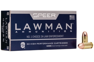 Image of Speer Lawman Training .45 ACP 230 Grain Total Metal Jacket Centerfire Pistol Ammo, 50 Rounds, 53653