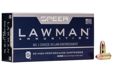 Image of Speer Lawman Training 9 mm Luger 147 Grain Total Metal Jacket Centerfire Pistol Ammo, 50 Rounds, 53620