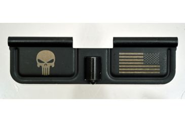 Image of Spikes Tactical Ejection Port Door with Punisher and Flag Engraving, Black SPKSED7005