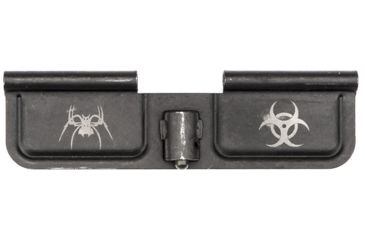 Image of Spikes Tactical Ejection Port Door with Spider and Bio Hazard Engraving, Black, SED7011