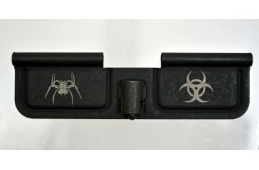 Image of Spikes Tactical Ejection Port Door with Spider and Bio Hazard Engraving, Black SPKSED7011