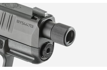 Image of Springfield Armory Hellcat Threaded Barrel w/ Self-Indexing Compensator, Glock 17, 9mm Luger, 3.8 inch, 1-10 Twist, 1/2x28 Thread, Melonite, Black, HC0901TB-KIT