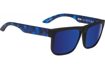 Image of Spy Optic Discord Sunglasses, Soft Matte Black/Navy Tort Frame, Happy Gray Green Lens, 673119845503