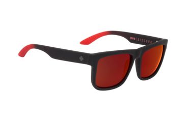 Image of Spy Optic Discord Sunglasses, Soft Matte Black/Red Fade Frame, Happy Gray/Green w/Red Flash Lens, 673119803673