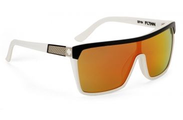 Image of Spy Optic Flynn Sunglasses w/ Black White Frame &amp; Grey Red Flash Mirror Lens