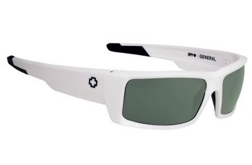 Image of Spy Optic General Sunglasses, Matte White Frame, Happy Gray Green Lens 673118396863