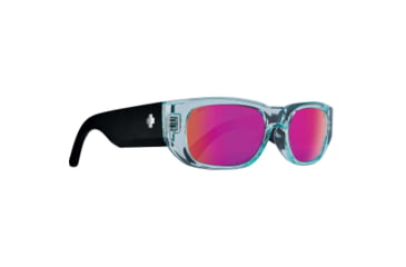 Image of Spy Optic Genre Men's Sunglasses, Translucent Aqua Matte Black Frame, Happy Gray w/ Purple Spectra Mirror Lens, One Size, 100787