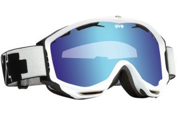 Image of Spy Optic 311016396804 Omega Goggles - Matte White Frame, Persimmon w/ Blue Spectra Mirror Lens