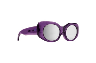Image of Spy Optic Hangout Women's Sunglasses, Del Translucent Purple Frame, Happy Bronze Platinum Spectra Mirror Lens, Medium, 136514