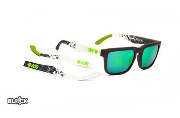 Image of Spy Optic Helm Sunglasses, Spy+Ken Block Livery Frame, Grey w/ Green Spectra Lens 673015906811