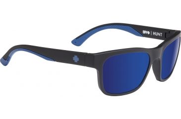 Image of Spy Optic Hunt Sunglasses, Matte Black Navy Frame, Happy Bronze Polar W/ Dark Blue Spectra Lens, Polarized, 673469714438