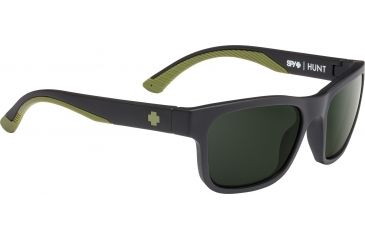 Image of Spy Optic Hunt Sunglasses, Matte Black Olive Frame, Happy Gray Green Polar Lens, Polarized, 673469713864