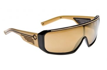 Image of 670805044080 Black w/ Gold Temples frame, Bronze w/ Gold Mirror lens