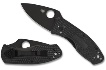 Image of Spyderco Black Blade Ambitious Lightweight Folding Knives, 2.31in, 8Cr13MoV, Plain Blade, Black FRN Handle, C148PBBK