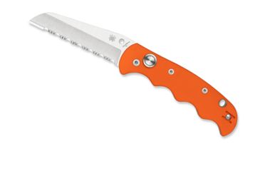 Image of Spyderco Autonomy Automatic Folding Knife, 3.7in, H-1, Serrated Drop Point, G-10, Orange Handle, C165GSORCG