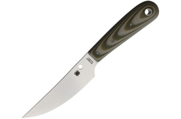 Image of Spyderco Bow River Fixed Blade Knife, 4.25in, Satin Finish 8Cr13MoV Stainless Steel Blade, Trailing Point Blade, G-10, OD Green/Tan Handle, FB46GPOD