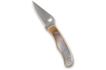 Image of Spyderco Bug Folding Knife, 1.26in, 12C27, Wharncliffe Blade, Nickel/Abalone, Silver Handle, C133AP