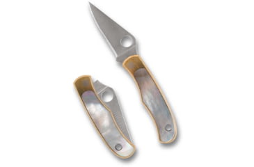 Image of Spyderco Bug Folding Knife, 1.26in, 12C27, Wharncliffe Blade, Nickel/Abalone, Silver Handle, C133AP