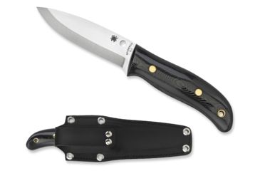 Image of Spyderco Bushcraft G-10 Fine Edge Fixed Blade Knife w/ Leather Sheath FB26GP