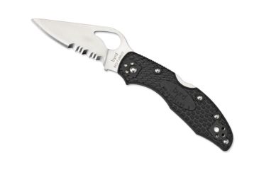 Image of Spyderco Byrd Black Meadowlark 2 Combo Blade Folding Knife, BY04PSBK2