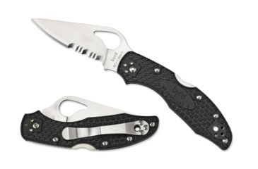 Image of Spyderco Byrd Black Meadowlark 2 Combo Blade Folding Knife, BY04PSBK2