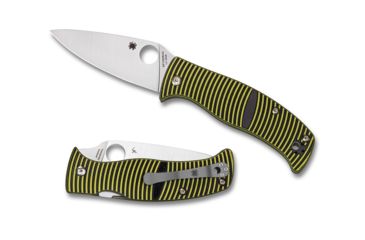 Image of Spyderco Caribbean Folding Knife, 3.7in, LC200N, Drop Point, G10, Black/Yellow Handle, C217GP