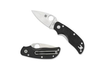 Image of Spyderco Cat Black Handle G-10 Silver FE Blade Fold Knife C129GP
