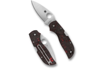 Image of Spyderco Chaparral Red Fatcarbon Carbon Fiber 2.8in Folding Knife, Satin Finish, Silver, Red Fatcarbon Carbon Fiber Grips, C152CFRDP