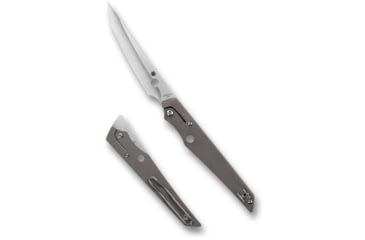 Image of Spyderco Cobol Folding Knife, 3.63in, M390, Hawkbill Blade, Plain Edge, Satin Finish, Gray Titanium Handle, C273TIP